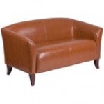 Flash Furniture 111-2-BN-GG Hercules Imperial Brown Leather Loveseat with Wooden Feet