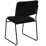 Flash Furniture Hercules High-Density Black Fabric Mid-Back Stacking Chair with Black Sled Base