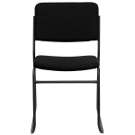 Flash Furniture Hercules High-Density Black Fabric Mid-Back Stacking Chair with Black Sled Base