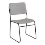 Flash Furniture Hercules High-Density Black Fabric Mid-Back Stacking Chair with Black Sled Base