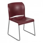 Flash Furniture Hercules High-Density Black Fabric Mid-Back Stacking Chair with Black Sled Base