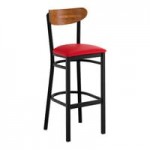Lancaster Table & Seating Boomerang Black Finish Chair with Red Vinyl Seat and Vintage Wood Back - Unassembled Lancaster Table & Seating Boomerang Black Finish Chair with Red Vinyl Seat and Vintage Wood Back - Unassembled