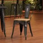 Lancaster Table & Seating Alloy Distressed Onyx Black Indoor Cafe Chair with Natural Wood Seat Lancaster Table & Seating Alloy Distressed Onyx Black Indoor Cafe Chair with Natural Wood Seat
