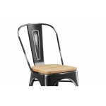 Lancaster Table & Seating Alloy Distressed Onyx Black Indoor Cafe Chair with Natural Wood Seat Lancaster Table & Seating Alloy Distressed Onyx Black Indoor Cafe Chair with Natural Wood Seat