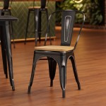 Lancaster Table & Seating Alloy Distressed Onyx Black Indoor Cafe Chair with Natural Wood Seat Lancaster Table & Seating Alloy Distressed Onyx Black Indoor Cafe Chair with Natural Wood Seat