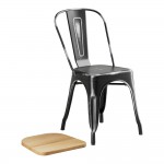 Lancaster Table & Seating Alloy Distressed Onyx Black Indoor Cafe Chair with Natural Wood Seat Lancaster Table & Seating Alloy Distressed Onyx Black Indoor Cafe Chair with Natural Wood Seat