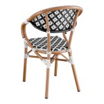Lancaster Table & Seating Bistro Black and White Birdseye Weave Rattan Outdoor Arm Chair Lancaster Table & Seating Bistro Black and White Birdseye Weave Rattan Outdoor Arm Chair