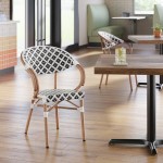 Lancaster Table & Seating Bistro Black and White Birdseye Weave Rattan Outdoor Arm Chair Lancaster Table & Seating Bistro Black and White Birdseye Weave Rattan Outdoor Arm Chair