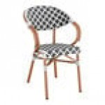 Lancaster Table & Seating Bistro Black and White Birdseye Weave Rattan Outdoor Arm Chair Lancaster Table & Seating Bistro Black and White Birdseye Weave Rattan Outdoor Arm Chair