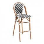 Lancaster Table & Seating Bistro Black and White Birdseye Weave Rattan Outdoor Arm Chair Lancaster Table & Seating Bistro Black and White Birdseye Weave Rattan Outdoor Arm Chair