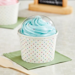 Choice 12 oz. Polka Dot Paper Frozen Yogurt / Food Cup with Dome Lid - 50/Case Choice 12 oz. Polka Dot Paper Frozen Yogurt / Food Cup with Dome Lid - 50/Case
