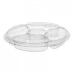 Inline Plastics Essentials 80 oz. Clear PET Plastic 7-Compartment Rectangular Platter with Lid - 60/Case Inline Plastics Essentials 80 oz. Clear PET Plastic 7-Compartment Rectangular Platter with Lid - 60/Case