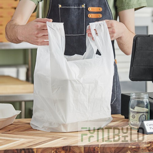 Choice Customizable 1/6 Standard Size White Unprinted Medium-Duty Plastic T-Shirt Bag - 1,000/Case