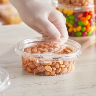 Inline Plastics Safe-T-Fresh 8 oz. Tamper-Resistant, Tamper-Evident Round Hinged Container with Flat Lid - 340/Case Inline Plastics Safe-T-Fresh 8 oz. Tamper-Resistant, Tamper-Evident Round Hinged Container with Flat Lid - 340/Case