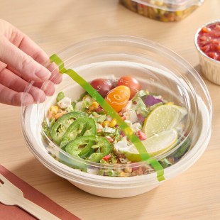 World Centric GreenLight Compliant PLA Plastic Compostable Lid for 16-32 oz. Fiber Bowls and 42 oz. NoTree Wide Paper Bowls - 300/Case