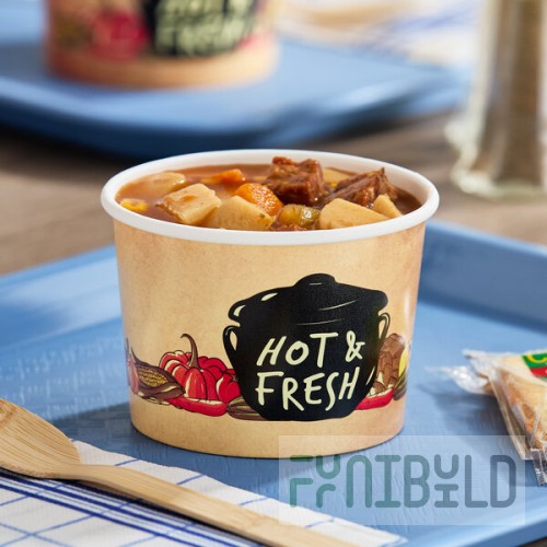 Choice 12 oz. Medley Double Poly-Coated Paper Soup / Hot Food Cup - 50/Pack