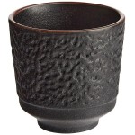 Acopa Heika 5 oz. Black Matte Textured Stoneware Tea Cup - Sample