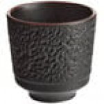 Acopa Heika 5 oz. Black Matte Textured Stoneware Tea Cup - Sample