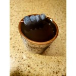 Acopa Heika 5 oz. Black Matte Textured Stoneware Tea Cup - Sample