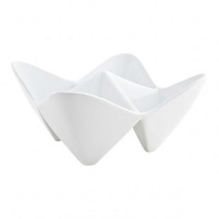 Front of the House Kyoto 4 oz. Bright White 4-Compartment Porcelain Pinch Bowl - 6/Case