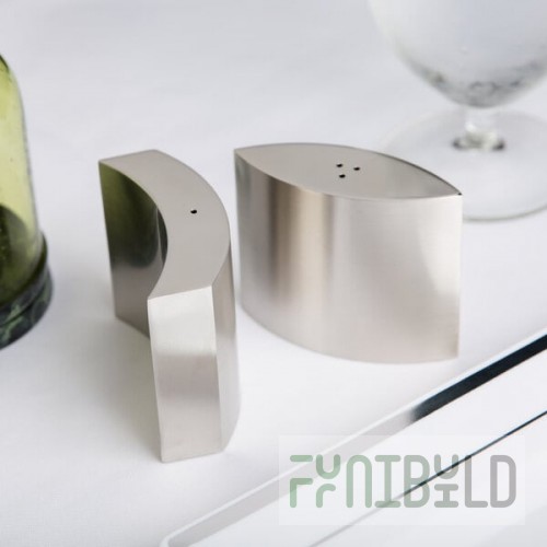 American Metalcraft SPDX11 4 oz. Stainless Steel Embracing Salt and Pepper Shaker Set - 12/Case