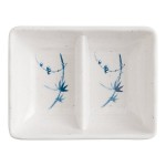 Acopa Biru 2 oz. Rectangular Melamine Divided Sauce Dish - 24/Case