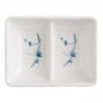 Acopa Biru 2 oz. Rectangular Melamine Divided Sauce Dish - 24/Case
