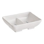 Acopa Biru 2 oz. Rectangular Melamine Divided Sauce Dish - 24/Case