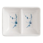 Acopa Biru 2 oz. Rectangular Melamine Divided Sauce Dish - 24/Case