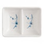 Acopa Biru 2 oz. Rectangular Melamine Divided Sauce Dish - 24/Case
