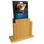 Menu Solutions WDMH-WET Country Oak Wood Menu Holder with 4