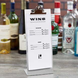 Menu Solutions MTCL-411 Alumitique Aluminum Menu Tent with Clip - Brushed Finish - 4 1/4 Menu Solutions MTCL-411 Alumitique Aluminum Menu Tent with Clip - Brushed Finish - 4 1/4