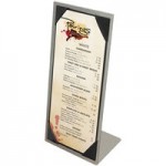 Menu Solutions MTCL-411 Alumitique Aluminum Menu Tent with Clip - Brushed Finish - 4 1/4 Menu Solutions MTCL-411 Alumitique Aluminum Menu Tent with Clip - Brushed Finish - 4 1/4