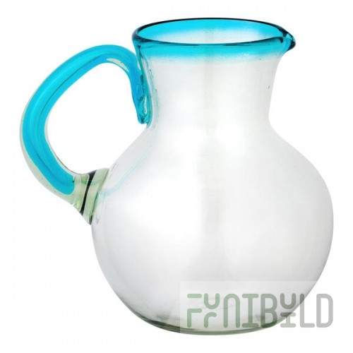 10 Strawberry Street Aqua Rim 80 oz. Glass Pitcher