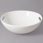 10 Strawberry Street WTR-16HNDBWL Whittier 3 Qt. White Round Porcelain Handled Bowl - 4/Case