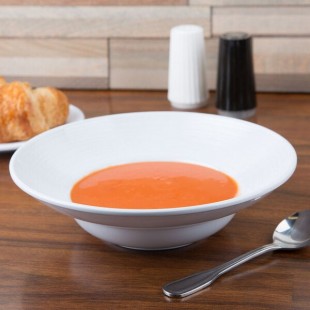 GET B-12-MN-W Minski 12 oz. White Melamine Textured Rim Bowl - 12/Case