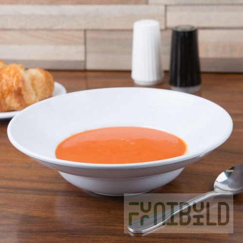 GET B-12-MN-W Minski 12 oz. White Melamine Textured Rim Bowl - 12/Case
