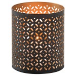 Hollowick 6105 Monarch Black and Gold Perforated Metal Votive Hollowick 6105 Monarch Black and Gold Perforated Metal Votive
