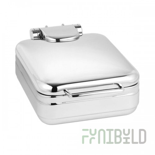 Eastern Tabletop 3997 Jazz Rock 4 Qt. Stainless Steel Square Induction Chafer with Hinged Dome Cover