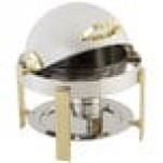 Bon Chef 20014 Petite 3 Qt. Dripless Round Stainless Steel with Brass Accents Roll Top Chafer with Contemporary Legs Bon Chef 20014 Petite 3 Qt. Dripless Round Stainless Steel with Brass Accents Roll Top Chafer with Contemporary Legs