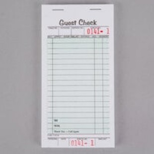 Choice 1 Part Green and White Guest Check with Beverage Lines and Bottom Guest Receipt - 10/Pack