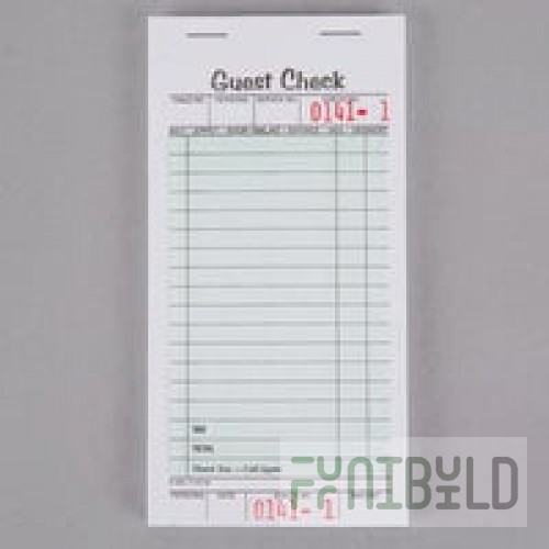 Choice 1 Part Green and White Guest Check with Beverage Lines and Bottom Guest Receipt - 10/Pack