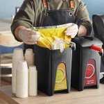 ServSense 1.5 Gallon Plastic Ketchup and Mustard Pouch Dispensers Set with 16 mm Fitments