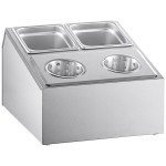 ServSense Stainless Steel Hotel Pan Organizer Set with (2) 1/6 Size Pans and (2) Flatware Cylinders ServSense Stainless Steel Hotel Pan Organizer Set with (2) 1/6 Size Pans and (2) Flatware Cylinders