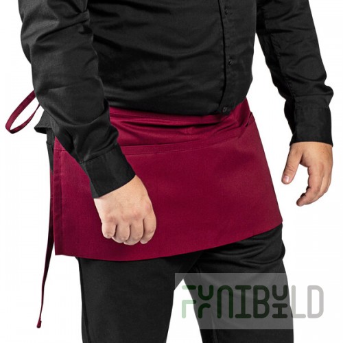 Uncommon Chef 3067 Burgundy Customizable Waist Apron with 3 Pockets - 11