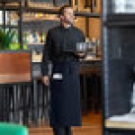 Choice Navy Blue Poly-Cotton Standard Bistro Apron with 1 Pocket - 33 Choice Navy Blue Poly-Cotton Standard Bistro Apron with 1 Pocket - 33