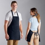 Choice Navy Blue Poly-Cotton Standard Bistro Apron with 1 Pocket - 33 Choice Navy Blue Poly-Cotton Standard Bistro Apron with 1 Pocket - 33