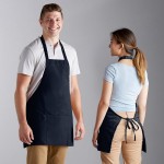 Choice Navy Blue Poly-Cotton Front of House Bib Apron with 3 Pockets - 25 Choice Navy Blue Poly-Cotton Front of House Bib Apron with 3 Pockets - 25