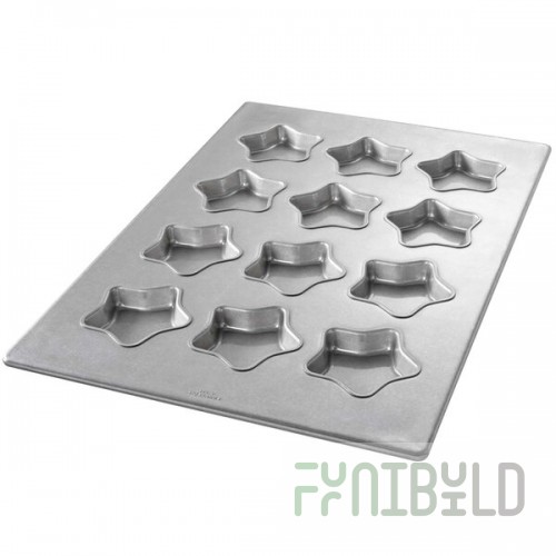 Chicago Metallic 43045 12 Cup 6 oz. Glazed Aluminized Steel Mini-Star Specialty Pan - 17 7/8