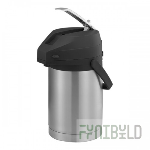 Service Ideas Color-Me-SVAC 2.2 Liter Brushed Stainless Steel Lined Airpot with Lever and Black Top CTAL22BL